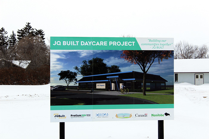 A photo of the sign set up on-site.<br />